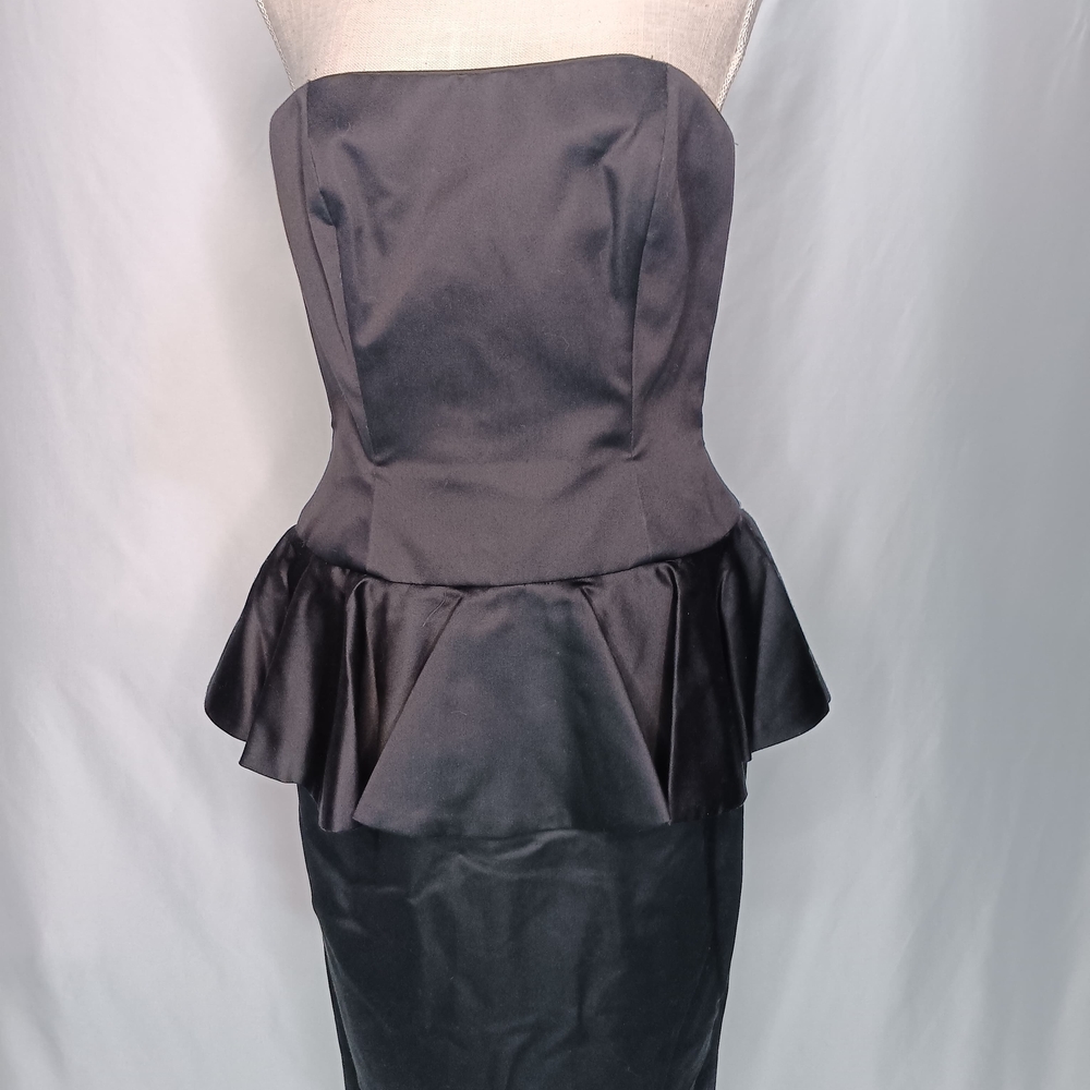 A.J. Bari Black Strapless Peplum Dress